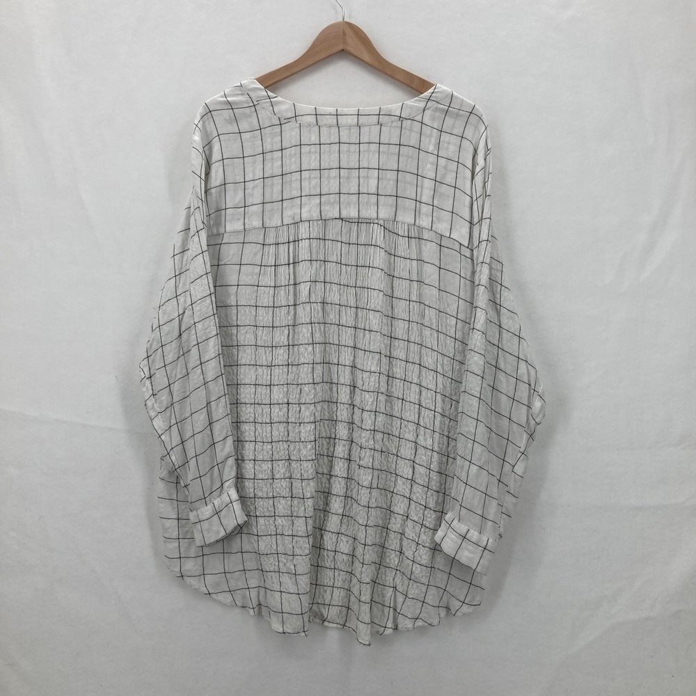 Jane + Delancey Shirt Womens 1X Windowpane Grid Long Sleeve Tunic Top Lagenlook - Picture 13 of 14